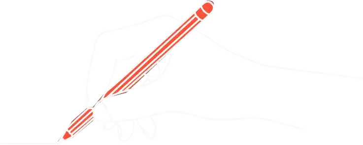 line drawing of a hand holding a pencil